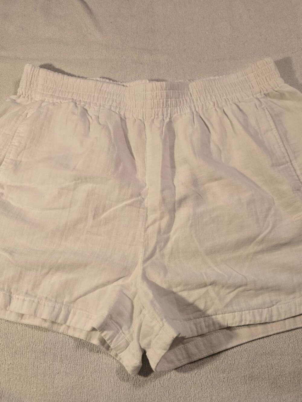Fabletics White Cotton Gauze Shorts Women's Size XL Elastic Waist Pockets